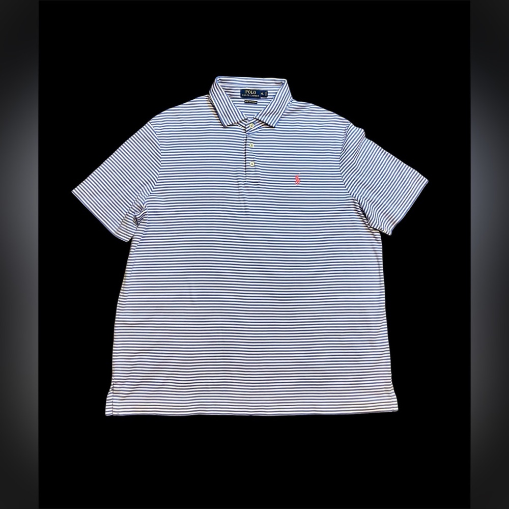 Polo Ralph Lauren Golf Polo Shirt Men Size X Large Pima Soft Touch Blue White
